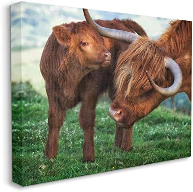 Stuple Industries Loving Longhorn говеда на говеда, зачудувачки животни од животни, платно wallидна уметност, дизајн од Jamesејмс