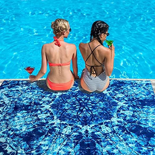 Елита тренд лесен крпа за плажа за патување - Семејство 72х72 Сино чудо за пливање, базен, јога, патувања, Плеја