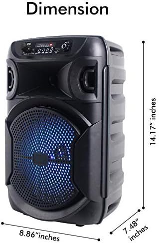 Преносен 8 -инчен преносен звучник од 800 вати со Woofer & Tweeter, Festival PA LED звучник со влезови на Bluetooth/USB картичка,