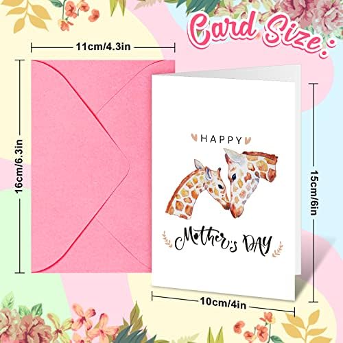 Whaline 24 пакет за честитки за Денот на мајката Денот на мајката картички со коверти 6 дизајн слатка животинска тема разгледница за