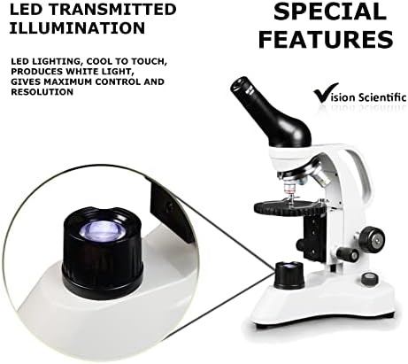 Визија Научни VME0006-RC-E2 LED Безжичен Микроскоп, 40-800x Зголемување, Обратна Носот, LED Осветлување, Тркалезна Лебдечка Фаза, Груб И Фин