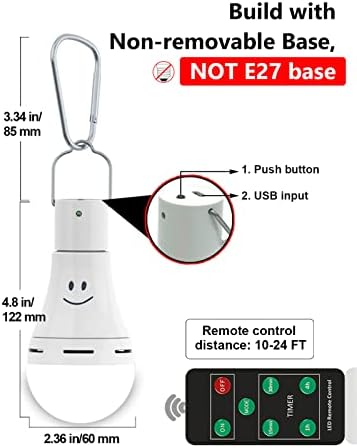 LOTOFIT USB Сијалица за Полнење Со Далечински Тајмер, 4 Режими На Светло, Пренослива Сијалица За Итни Случаи Пренослива LED