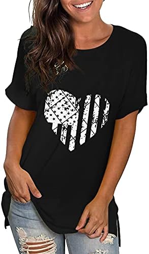 Американска маичка со маица жени во САД starвездички ленти Четврти јули маички со лежење на првенствени печати V вратот на врвови за