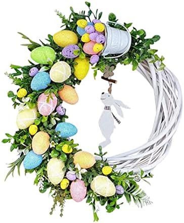 Аеиофу Велигденски венец за зајаче од предната врата украси гарланд wallид што виси украс за домашен декор шарен велигденски