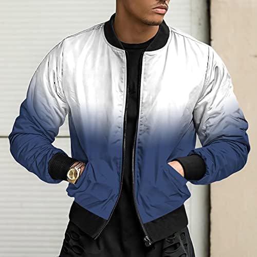 Luvlc јакни за мажи, тенок целосен патент екипаж џемпери палта, обични спортски бомбаши -јакни надвор од улична облека на улична облека