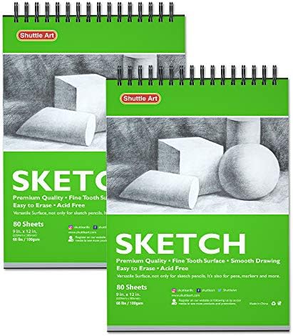 Книги за скицирање на уметници, 9 x 12 шатл -уметност 160 листови подлога за хартија за скици идеални за цртање и училишни материјали