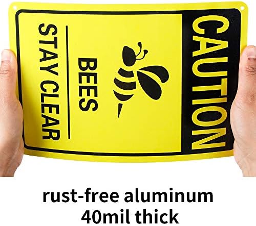 2 Пакувајте предупредувачки пчели остануваат јасен знак, 10 x 7 .04 Алуминиум рефлективен знак без 'рѓа без алуминиум-УВ заштитен и водоотпорен