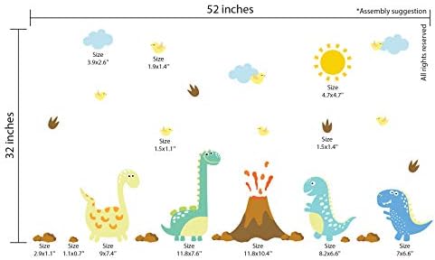 Бебе Диносауруси Ѕидни Налепници 27 парчиња За Детска Спална Соба-Комплет 2 - Соби И Налепници