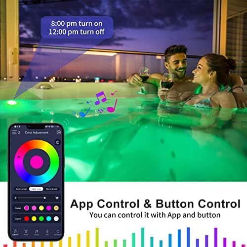 Deeprbetter за полнење на потопување на LED светла со контрола на базени со контрола на апликации, магнетни подводни базени