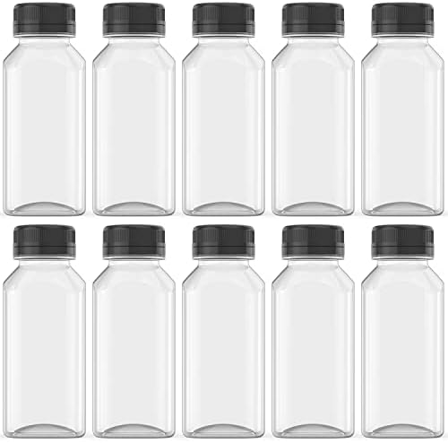 10 Еез 8 Мл Пластични Шишиња Со Сок Празни Проѕирни Контејнери Со Капаци Отпорни На Манипулации За Сок, Млеко И Други Пијалоци