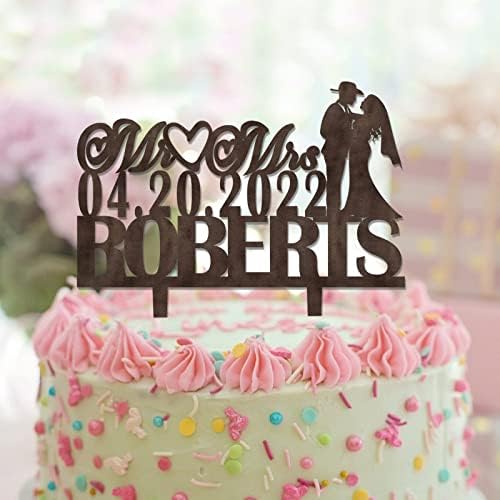 Свршувачка Свадбена Торта Топер Персонализирана Рустикална За Парови За Свадбена Свршувачка Украси За Забави Свадбени Подароци Кафеаво