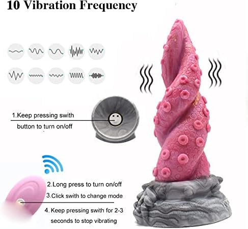 Monster vibrating Dildo, 7.48Inch Реални животни пипала дилдос вибратор Електрични анални вибрации секс играчки со вшмукување чаша