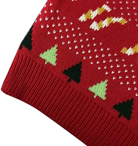 Грден Божиќен џемпер за жени Божиќна екипа Геометриска шема Божиќна обична боја плетен пуловер