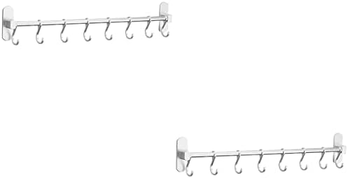 SOLUSTRE Towel Hooks Towel Hooks Towel Hooks Towel Hooks 2 Pcs Hanging Rack with Removable S Hooks Utensil Holder Hanging Rail for Hanging