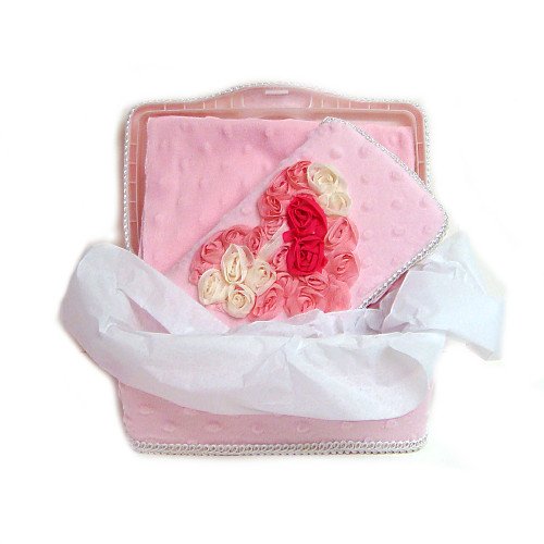 Розова минки со розова шифон срце 3 парче постави бебе кошница
