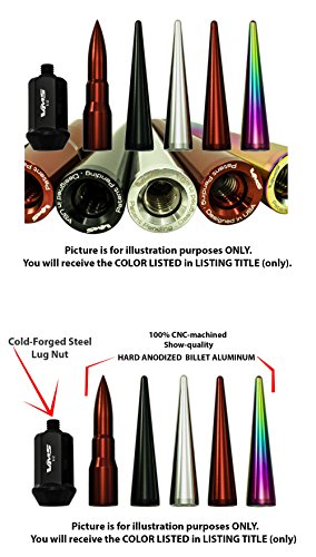 Вистински Spike 12x1.5 20PC 112mm ладни фалсификувани челични ореви со црвени продолжени куршуми совети во алуминиум компатибилен