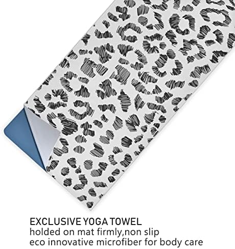 Сусијо црно -бело леопард крзно текстура јога крпа со торба за складирање мека мека пот и абсорбента на топла јога крпи идеална за