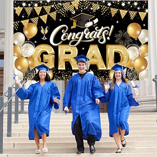 Boniesset Chagats Grad Banner, Clack and Gold Class од 2023 година Дипломирање за дипломирање Банер, 72,8x 43,3 инчи за дипломирање