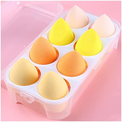 Genigw 8pcs убавина јајце сет на тиква вода капка од пикап шминка шарена перница косместична алатка за сунѓер влажна и сува употреба