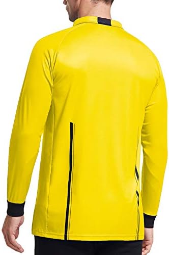 Fitst4 машки про фудбалски судии во дрес одговараат со долг ракав и костум за кратки ракави, жолто средно рефрент кошула