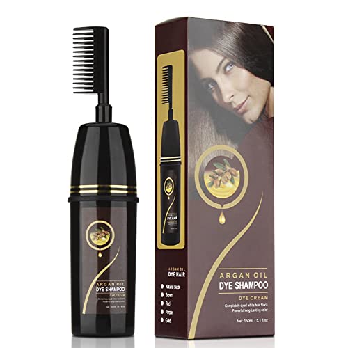 Шампон за шампон за коса со природна црна коса-бои коса за неколку минути-трајна боја на коса-без аммонија, професионално арганско масло за коса