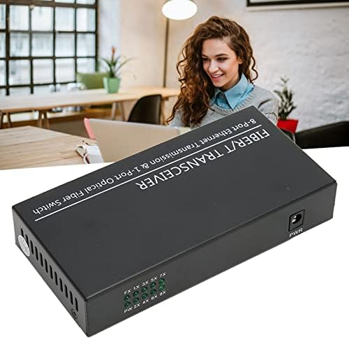 Converter Vingvo SFP Fiber Media, 100‑240V 1 Оптичка порта 8 Електрична порта Етернет Оптички прекинувач Преносот на долги растојанија за