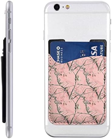 Розови лисја држач за камо телефонска картичка PU кожна кредитна картичка ID CASE торбичка 3М лепливи ракави за сите паметни телефони