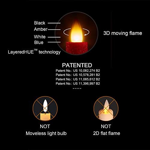 CozierGlow Flamless Slyter Taper Candles Flickering со далечински и тајмер, 3D подвижни свеќи за батерии на пламен на 400 часа, 9 инчи