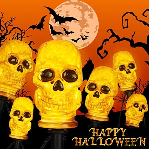8 парчиња украси за Ноќта на вештерките на отворено 3Д скелет Скелет светло батерија оперирана череп -светла светла водоотпорна декорација на скелети за Ноќта на ве
