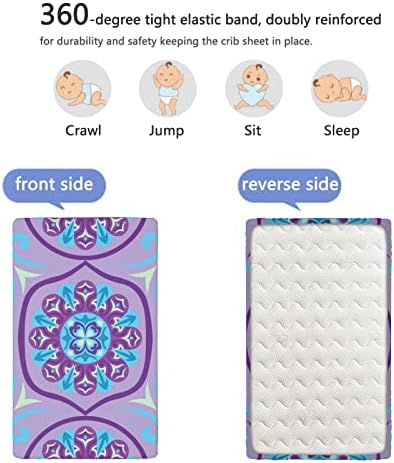 Виолетова тематска вградена креветче за креветчиња, стандарден душек за креветчиња, вграден лист за деца, креветчиња за креветчиња за креветчиња