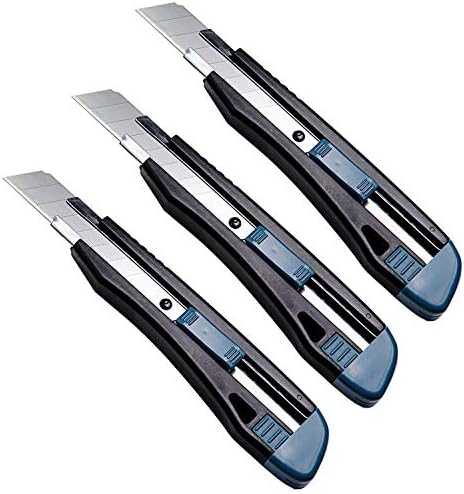 Нож за комунални услуги од 18мм од 18мм, алуминиумска легура со легура со нож со 10 парчиња резервен SK5 челик ултра остра црна