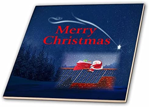 3дроза Слика На Синото Небо И Шумата Исто Така Ѕвезда Покривот И Дедо Мраз Подароци-Плочки