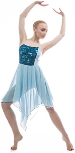 Ccbuy темно сина секвенциска тешка балетска танц фустан за возрасни балетски сцени перформанси современ/лирски балетски танц фустан
