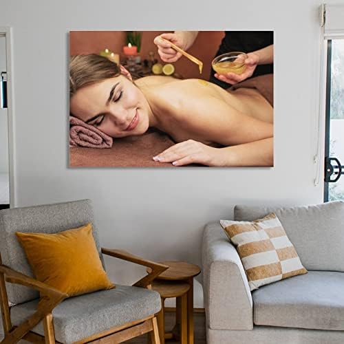 Декоративен постер за убавина за салони Тајландски Масажа за масажа есенцијално масло Отворено назад Масажа Салон за спа -клуб Постер за