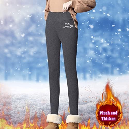 Хелеги на руно за жени Зимски топли термички хеланки со високи половини тенок истегнат хулахопки панталони со кадифени панталони за тренингот