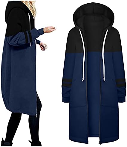 Женски модни јакни женски топло надворешно црево дуксери дуксери за џебни палто со долги џебни палто каузални модни врвови