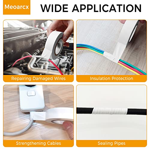 Meoarcx Електрична лента бела винил PVC-10 пакет 3/4 во x 66 ft 7 mil Водоотпорна електрична лента со пламен, ретардант, отпорна на топлина