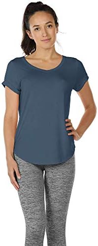 Icyzone Отворен назад јога кошули за жени - врвови за вежбање, атлетски кратки ракави, маици за трчање лабаво вклопување