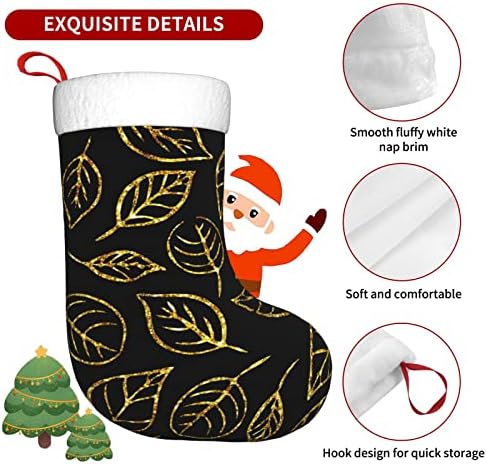 Божиќни чорапи златни лисја шема двојно еднострано камин виси чорапи