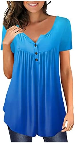 Женски летни врвови кратки ракави y2k кошули преголеми маици маички обични естетски пријатни туники со цврста блуза цврста блуза