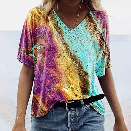 Зефотим Хавајски кошули за жени 2023 Краток ракав против вратот цветни плажа Бохо модни обични блузи