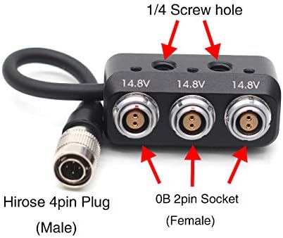 Szjelen Hirose 4Pin до 0B 2Pin Femaleенски сплитер за напојување за напојување на фотоапаратот, кабел за раздвојување на напојување