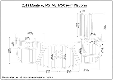 Boat Eva Faux Teak Decking Clond Clopbtivation со платформата за пливање во 2018 Monterey M5 / M3 / MSX