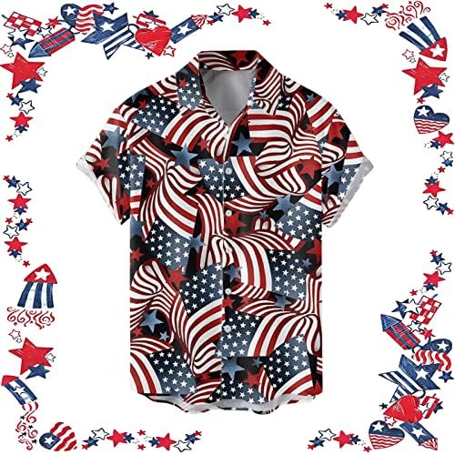 1776 Ден на независност мажи летни кошули апстрактни печатени маици со кратки ракави случајни тенок вклопат врвови