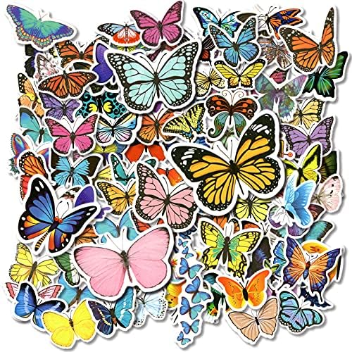 108 парчиња налепници за пеперутки, шарени прекрасни водоотпорни налепници за лаптоп, бележник, прозорец, налепници за пеперутки за шише