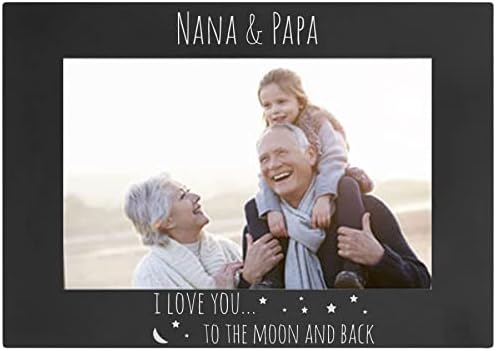 Нана и папа те сакам на Месечината и грбот - Анодизиран алуминиумски метал виси/таблета Персонализирана група Семејство Фотографија се вклопува