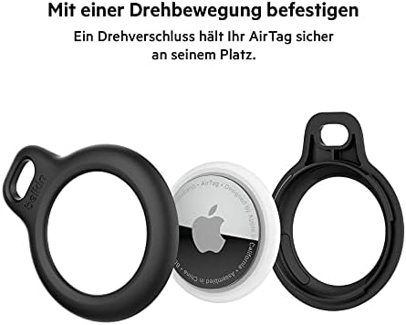 Белкин Аиртег случај со клучен прстен, безбеден заштитен капак на држачот за ознака за воздух, кутија за црна и воздушна таг со клучен прстен,