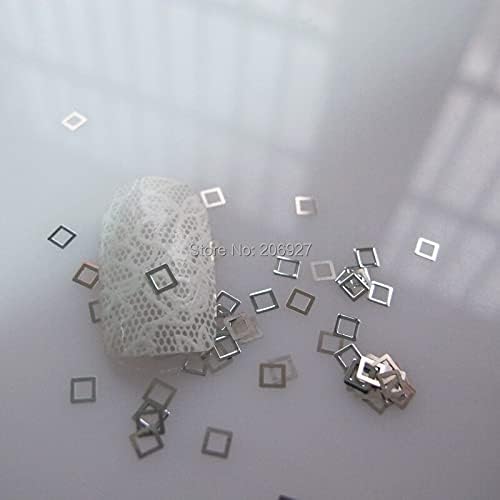 MS168-1 100 парчиња сребрена симпатична квадратна метална налепница за нокти налепница на налепница за нокти за украсување што не-лепете налепница