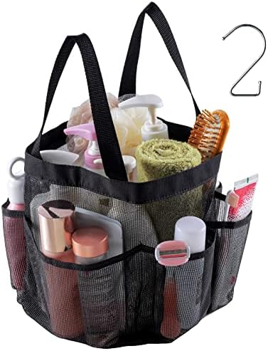 Taili Mesh Toush Caddy Преносен со кука, висечка торба за туширање, двојни рачки, тоалетни торби за простории за колеџ во колеџ, најважни работи за логорска салата бања бања