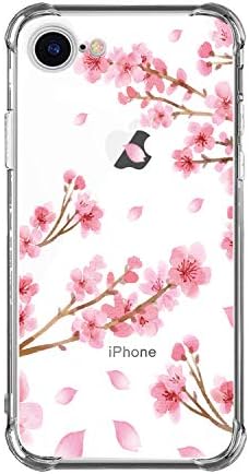 Хејорун Цреша Цреша Јасен Случај Погоден За iPhone SE 2022 SE 2020 iPhone 7 iPhone 8, Сакура Девојки и Жени Цветни Задниот Капак, Розова Цвет Транспарентен Мек Tpu Браник Шокпроф Зашт?